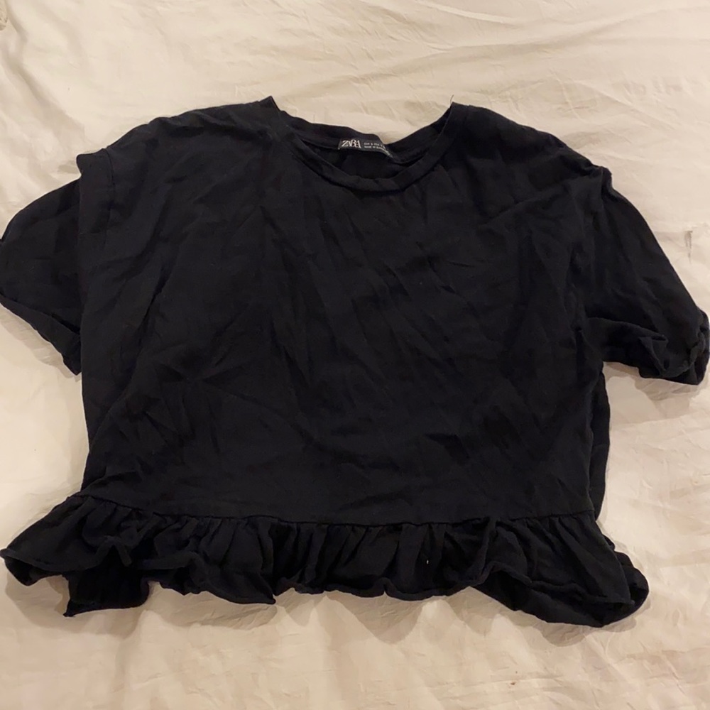 Zara cropped peplum shirt